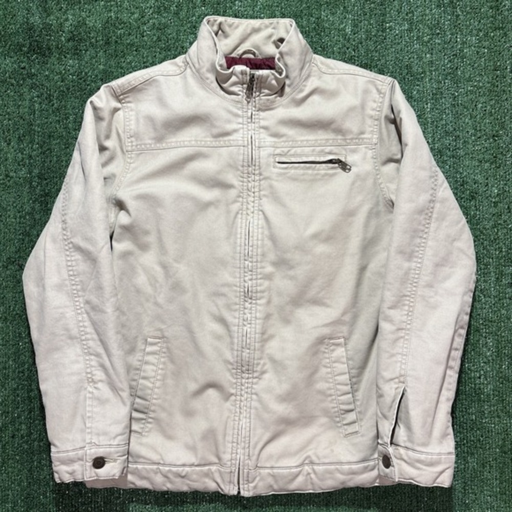 Cherokee Canvas Jacket Mens XL Tan Khaki Quilted Lined Full Zip‎ Workwear